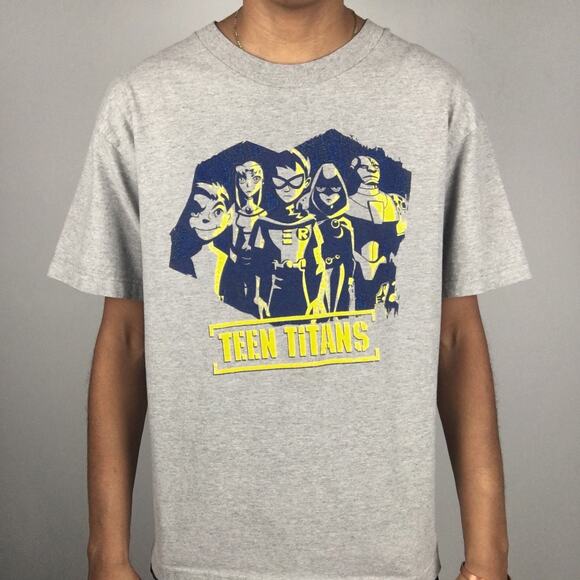 Vintage 2005 Teen Titans Graphic T Shirt Cartoon DC Comics Tee TV Movie Y2K Gray - Picture 14 of 15